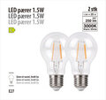 LED-filamentpærer 1,5 W E27 - 2-pk.